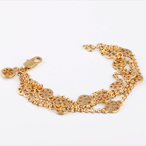 Tory Burch Multi Strand Logo Bracelet-gold - Picture 2 of 3